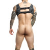 MOB Eroticwear Harnais Top Cockring Dngeon Gris